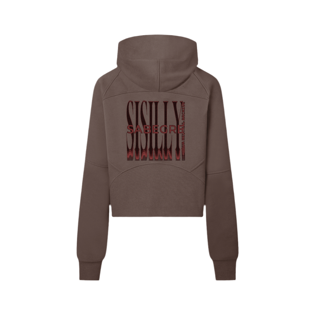 SABEGRE Muted “SABGRE” Cropped Half-Zip Hoodie
