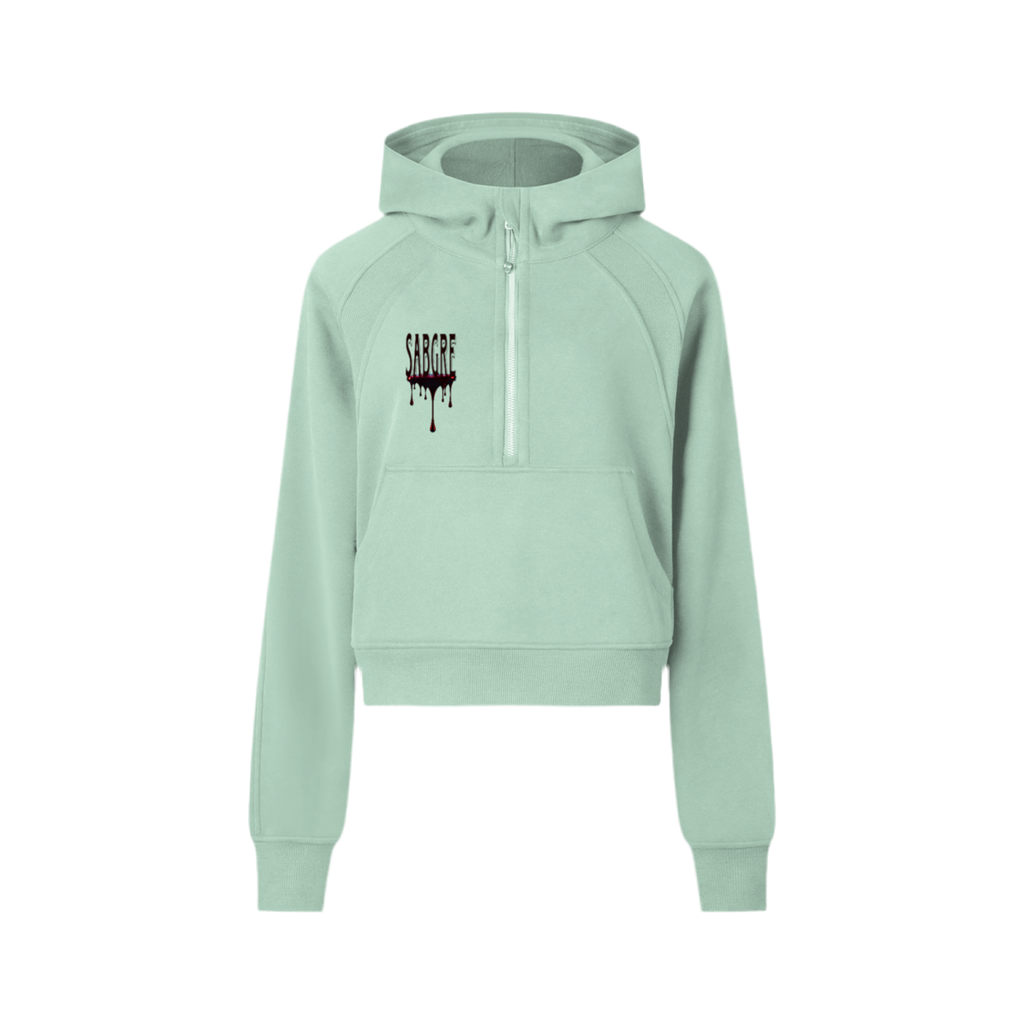 SABEGRE Muted “SABGRE” Cropped Half-Zip Hoodie