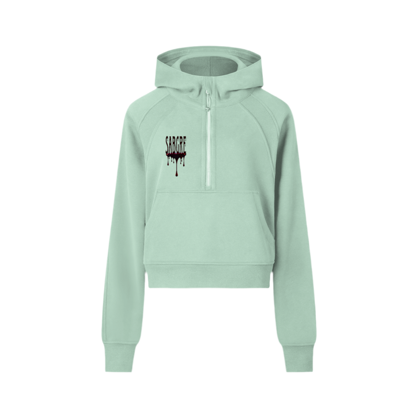 SABEGRE Muted “SABGRE” Cropped Half-Zip Hoodie