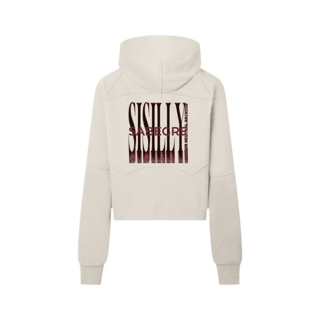 SABEGRE Muted “SABGRE” Cropped Half-Zip Hoodie