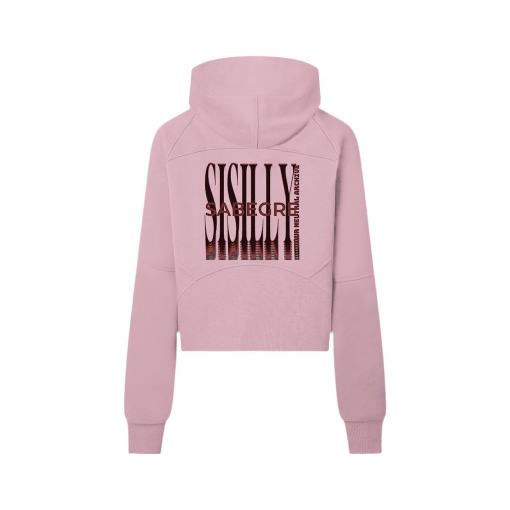 SABEGRE Muted “SABGRE” Cropped Half-Zip Hoodie