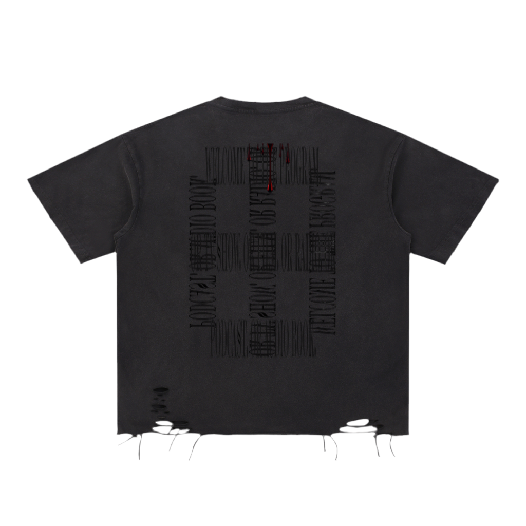 SABEGRE Muted Snow Washed Raw-Hem T-Shirt
