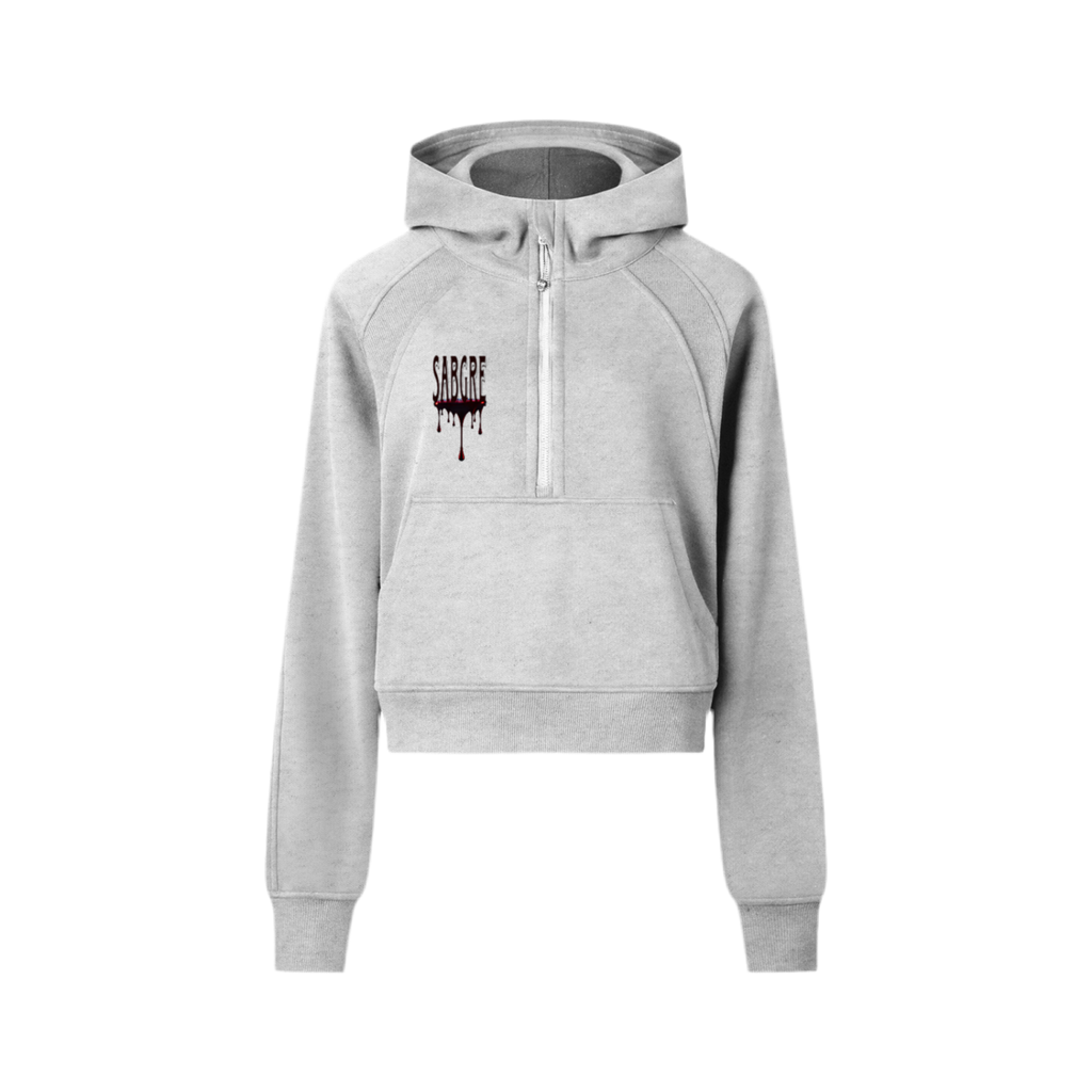 SABEGRE Muted “SABGRE” Cropped Half-Zip Hoodie