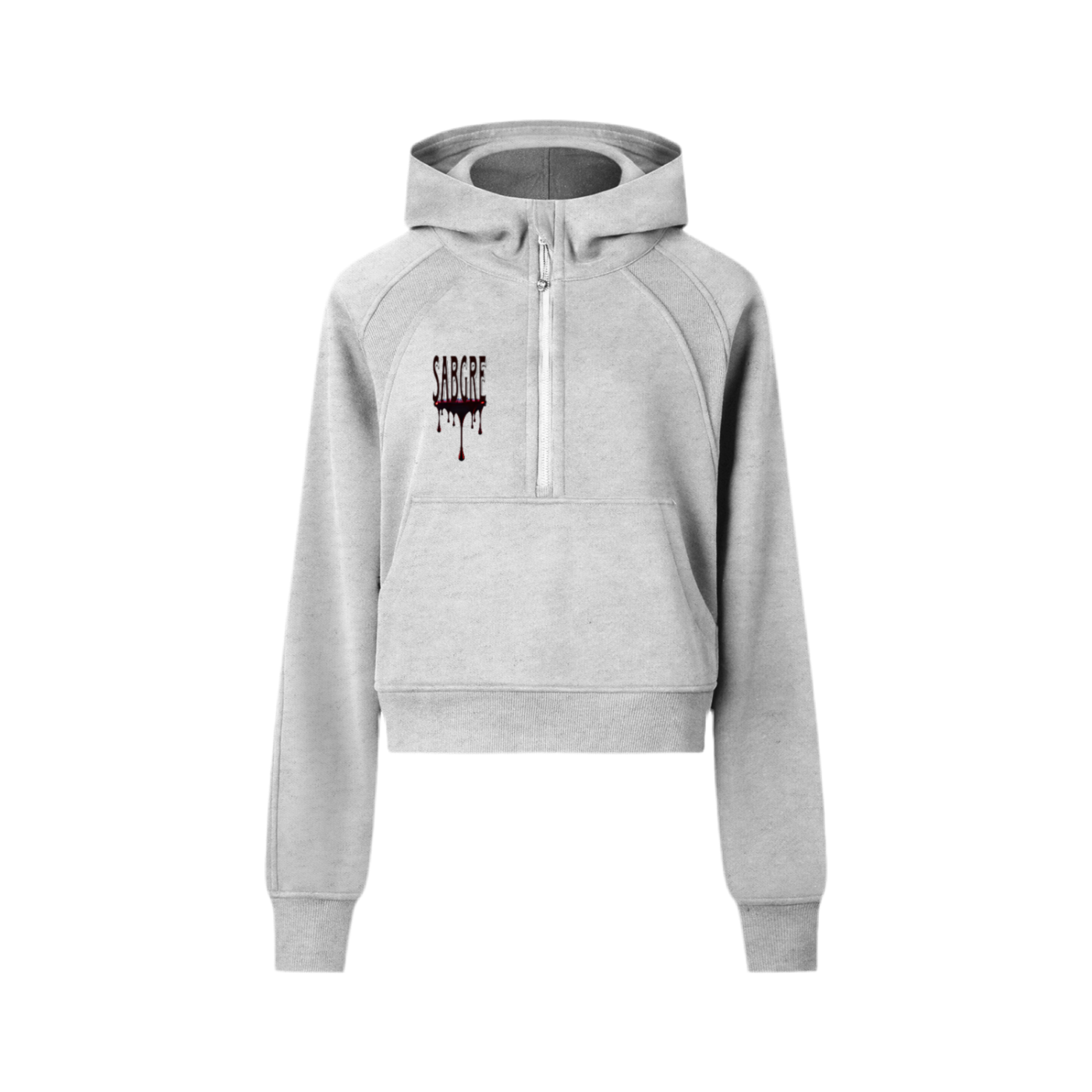 SABEGRE Muted “SABGRE” Cropped Half-Zip Hoodie