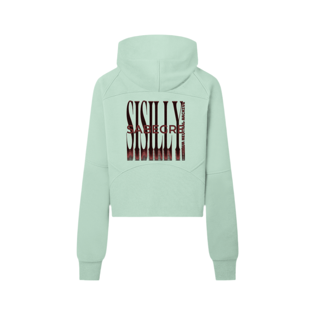 SABEGRE Muted “SABGRE” Cropped Half-Zip Hoodie
