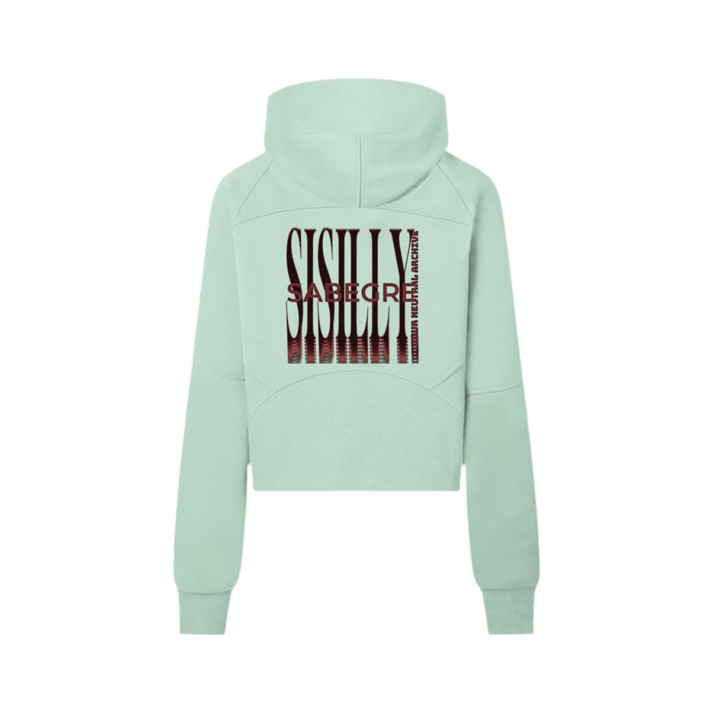 SABEGRE Muted “SABGRE” Cropped Half-Zip Hoodie
