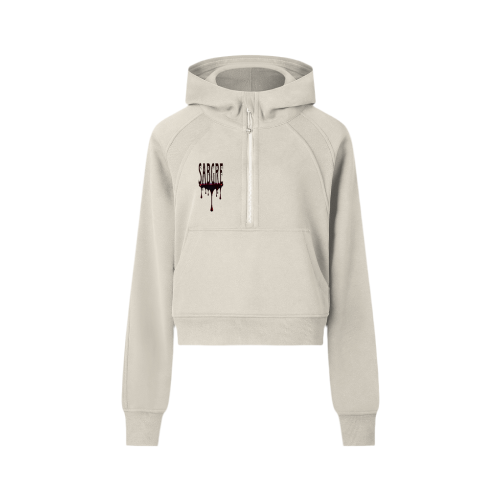 SABEGRE Muted “SABGRE” Cropped Half-Zip Hoodie