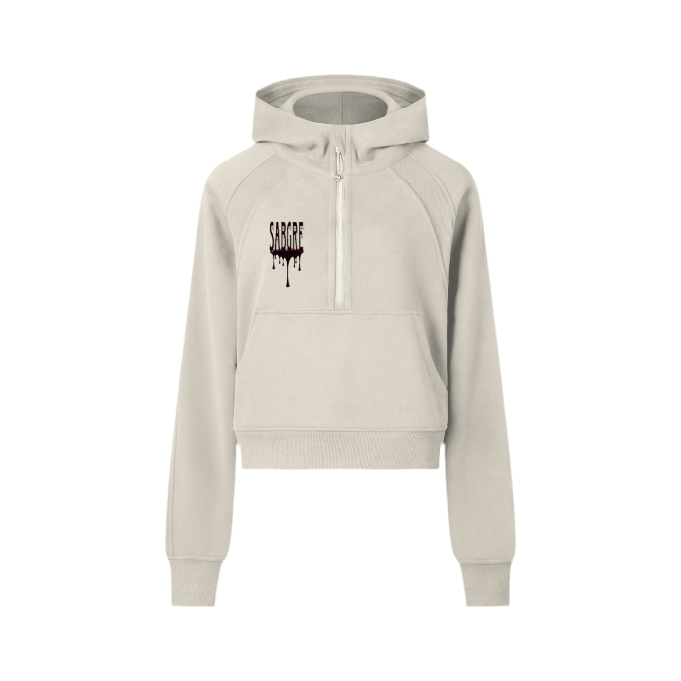 SABEGRE Muted “SABGRE” Cropped Half-Zip Hoodie