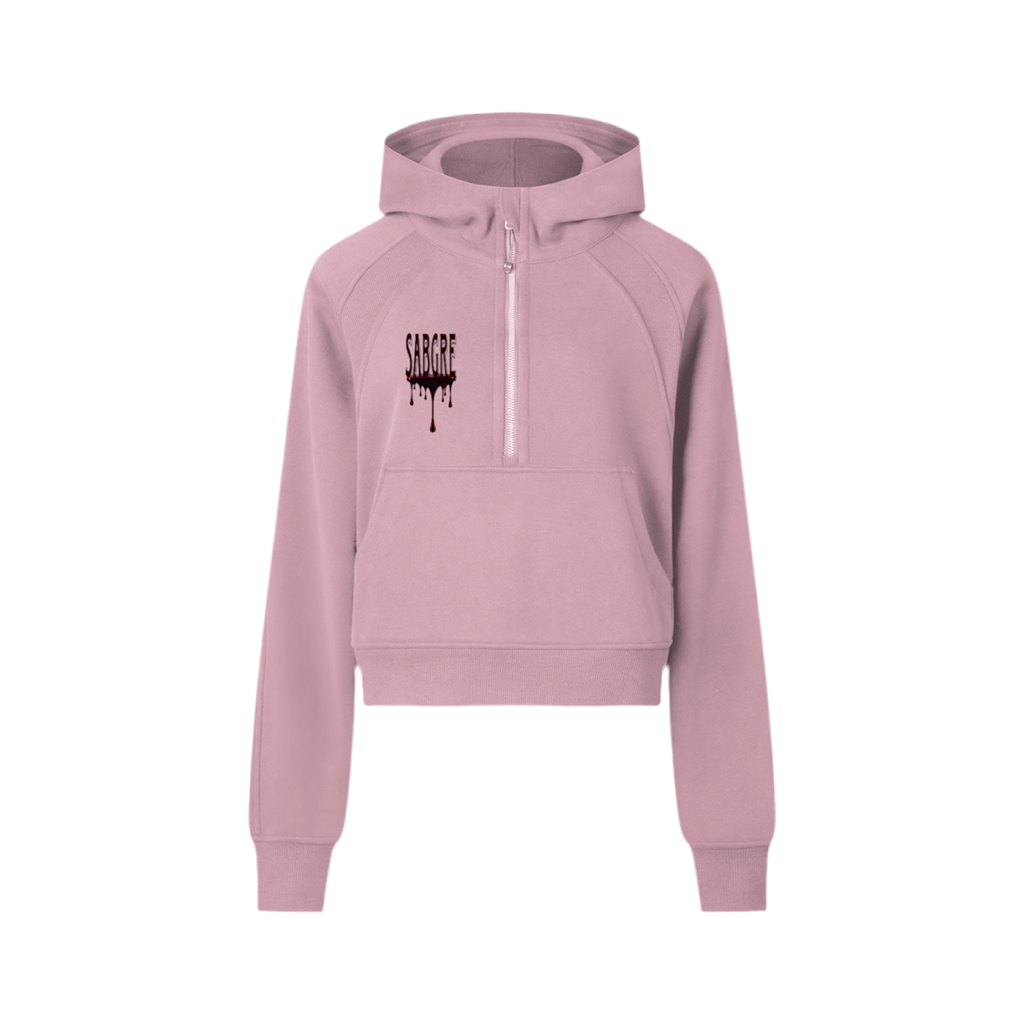 SABEGRE Muted “SABGRE” Cropped Half-Zip Hoodie
