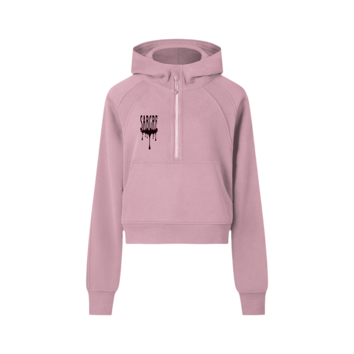 SABEGRE Muted “SABGRE” Cropped Half-Zip Hoodie
