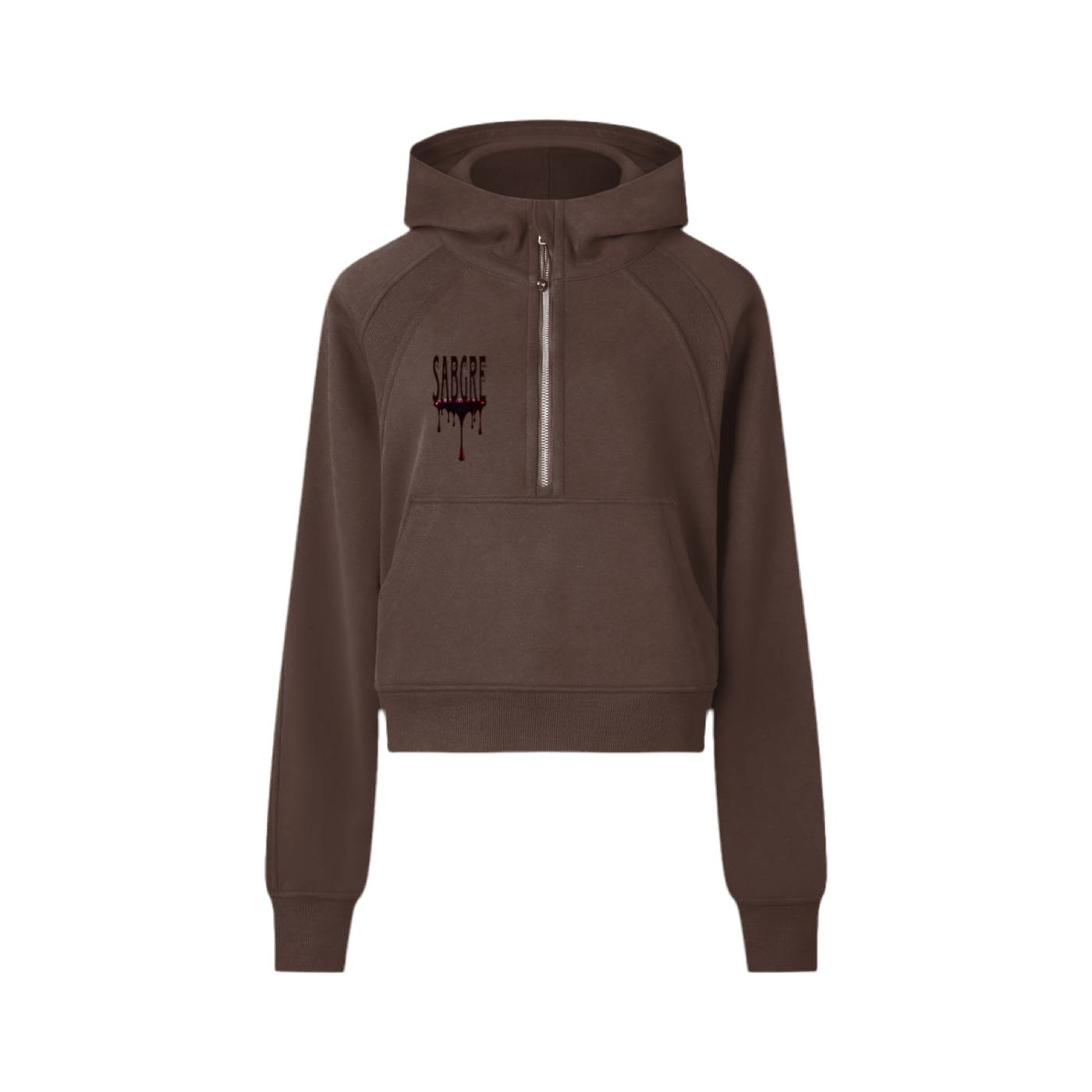 SABEGRE Muted “SABGRE” Cropped Half-Zip Hoodie