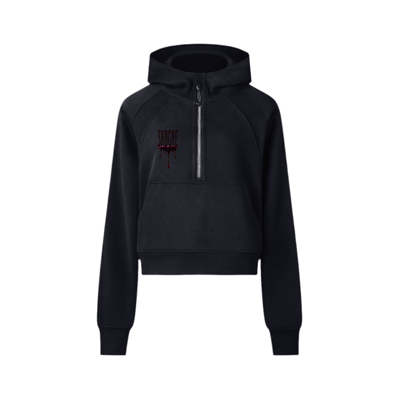SABEGRE Muted “SABGRE” Cropped Half-Zip Hoodie