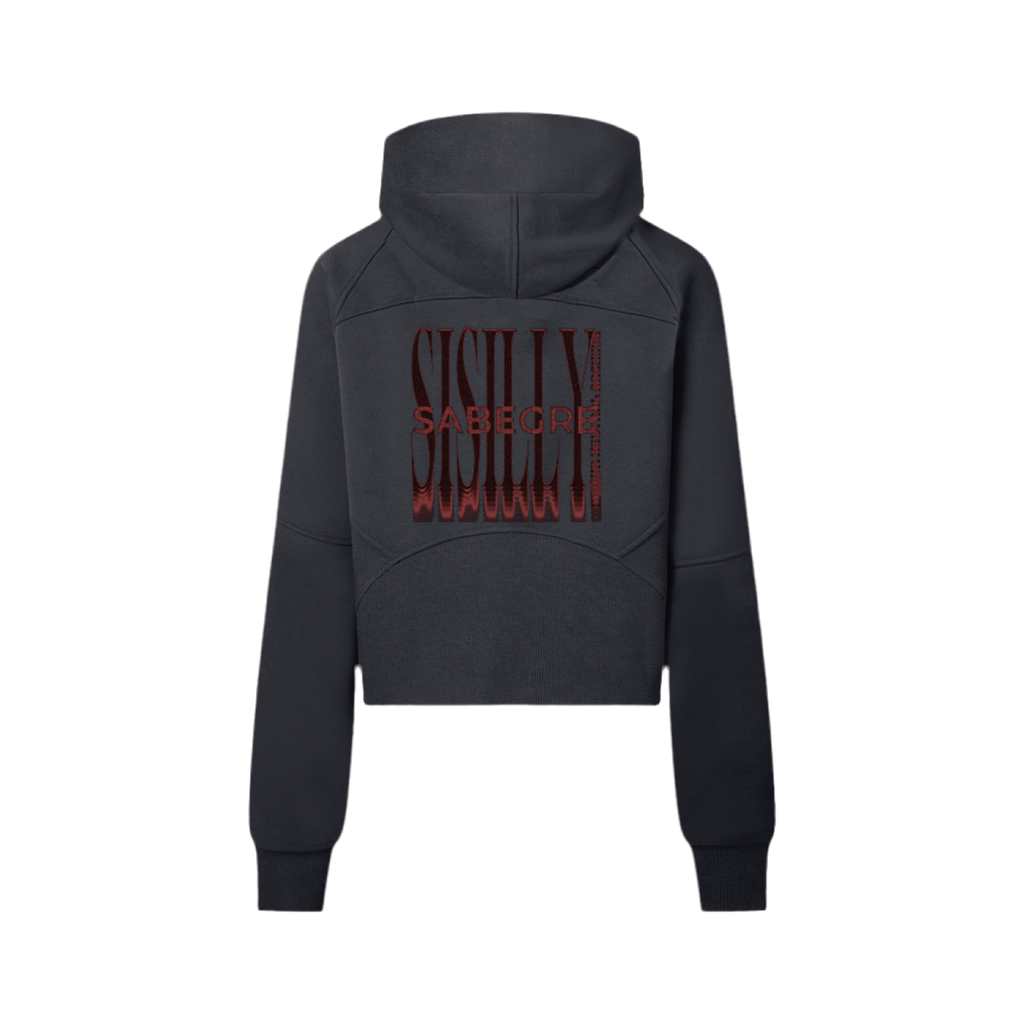 SABEGRE Muted “SABGRE” Cropped Half-Zip Hoodie